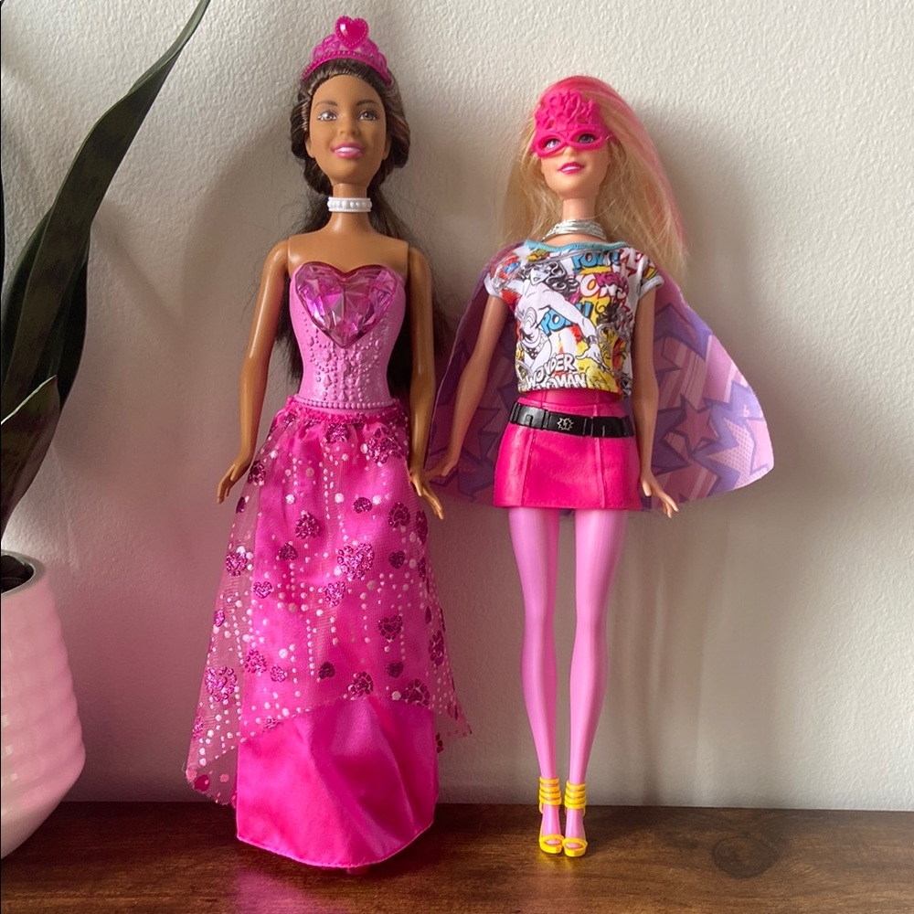 Barbie Pink Princess and Superhero Dolls